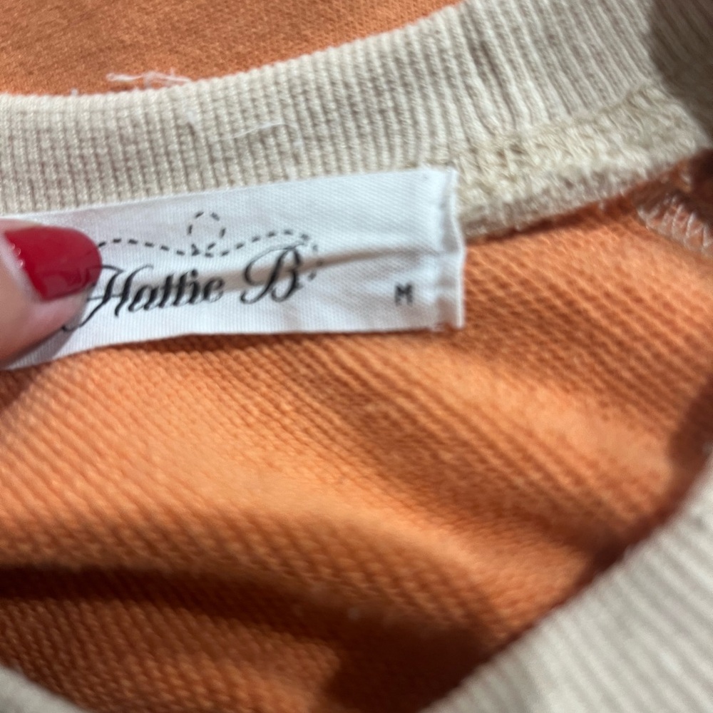 Orange Plaid Flower patchwork Women's Sweatshirt - image 4